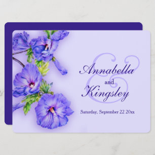 Blue hibiscus flower wedding invitation