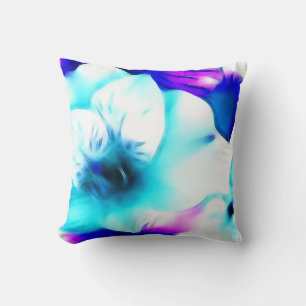 Blue Hibiscus Fractal Art Cushion