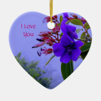 Blue Hibiscus, I Love You Ornament