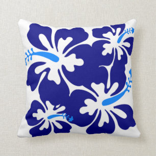 Blue Hibiscus Pattern Cushion
