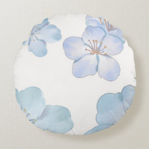 Blue Hibiscus Round Cushion