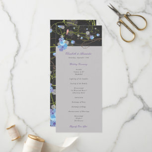 Blue Hibiscus & Swallows Floral Chalkboard Wedding Program