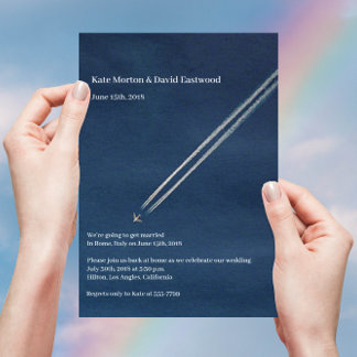 ©Blue High Altitude Aeroplane Destination Wedding Invitation