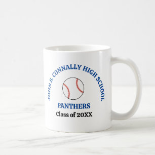 Blue High School Baseball Player Personalised Coffee Mug