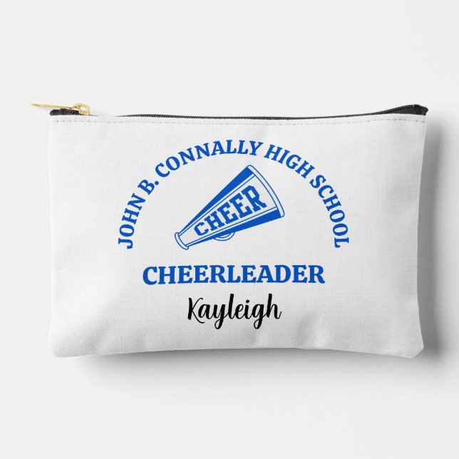 Blue High School Cheerleader Personalised Accessory Pouch (Front)