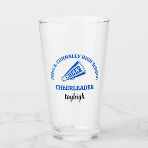Blue High School Cheerleader Personalised Glass
