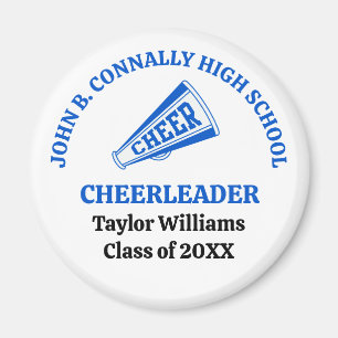 Blue High School Cheerleader Personalised Magnet