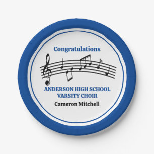 Blue High School Choir Custom Party Paper Plate