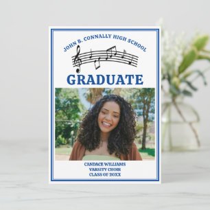 Blue High School Choir Photo Graduation Announcement