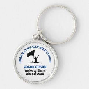 Blue High School Colour Guard Personalised Key Ring