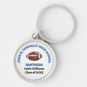 Blue High School Football Team Personalised Key Ring