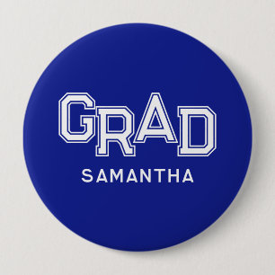 Blue High School Grad Custom Name Graduation 10 Cm Round Badge