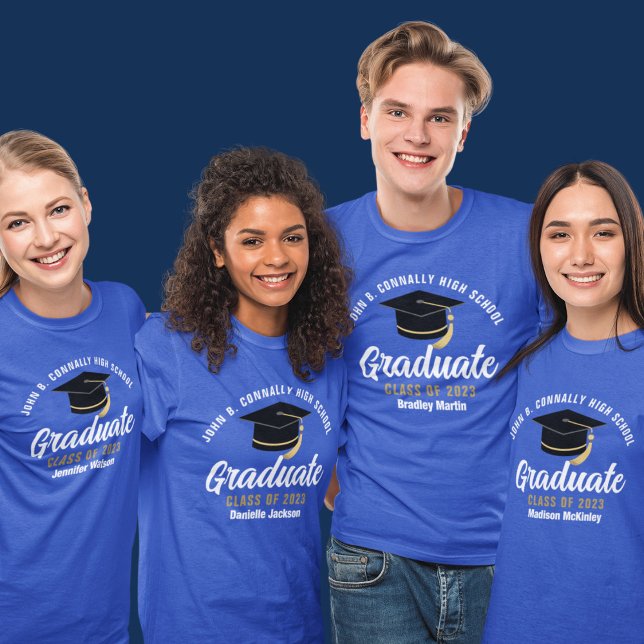 Blue High School Graduate Custom 2023 Graduation T-Shirt (Creator Uploaded)