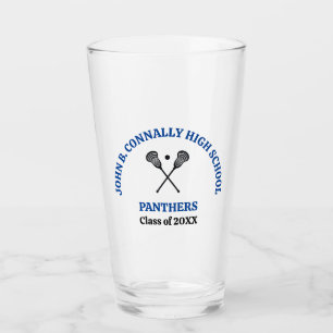 Blue High School Lacrosse Team Personalised Glass