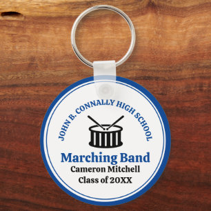Blue High School Marching Band Customisable Key Ring