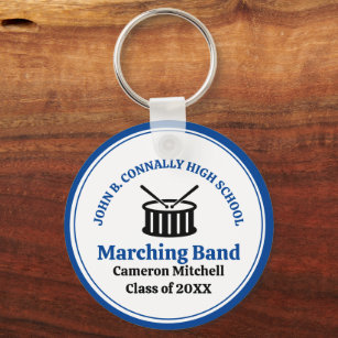 Blue High School Marching Band Customisable Key Ring