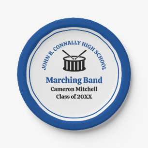 Blue High School Marching Band Graduation Party Paper Plate