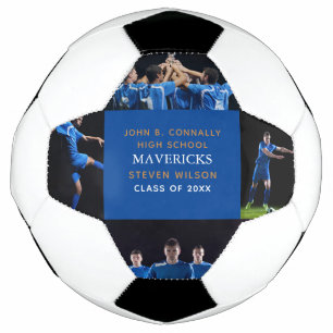 Blue High School Senior 5 Photo Cool Personalized Soccer Ball