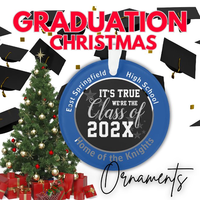 Blue High School Senior Christmas Ornament (Creator Uploaded)