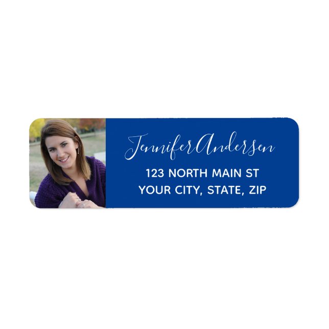Blue High School Senior Return Address Label (Front)
