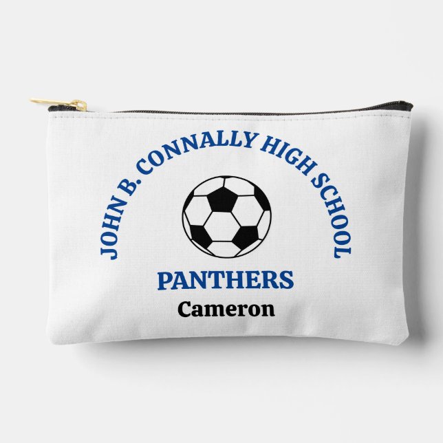 Blue High School Soccer Team Personalised Accessory Pouch (Front)