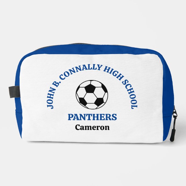 Blue High School Soccer Team Personalised Dopp Kit (Front)
