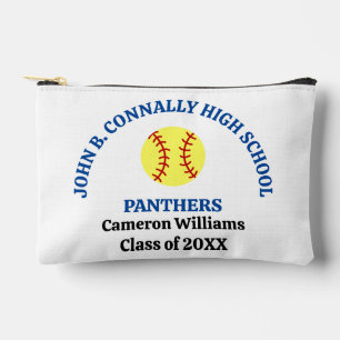 Blue High School Softball Player Personalised Accessory Pouch