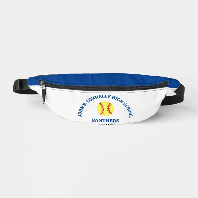 Blue High School Softball Player Personalised Bum Bags (Front)