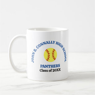 Blue High School Softball Player Personalised Coffee Mug