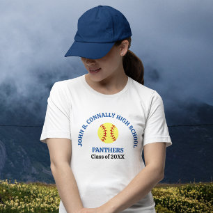 Blue High School Softball Player Personalised T-Shirt