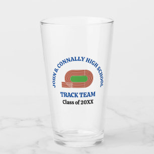 Blue High School Track & Field Team Personalised Glass