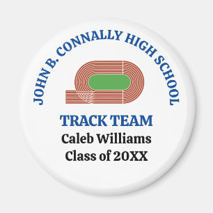 Blue High School Track & Field Team Personalised Magnet