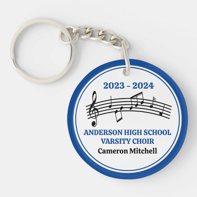 Blue High School Varsity Choir Customisable Key Ring (Front)