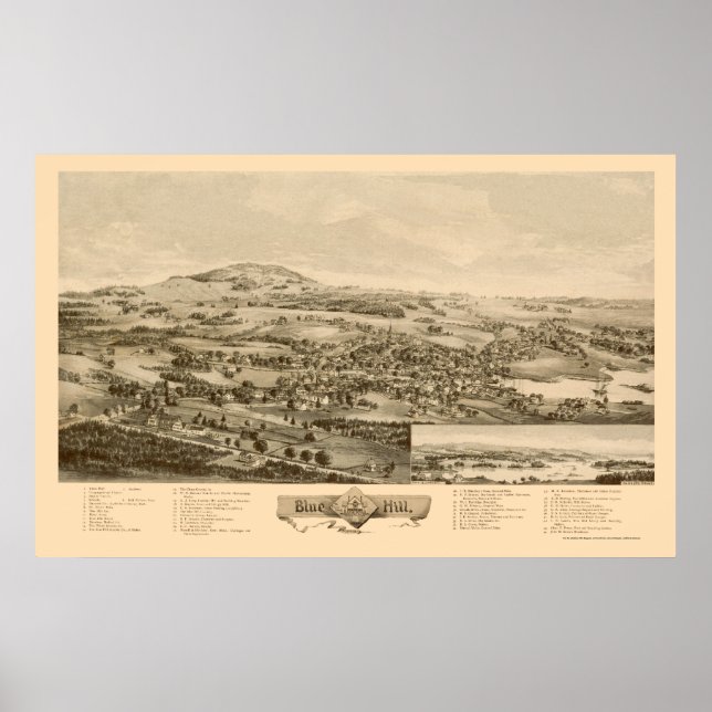 Blue Hill, ME Panoramic Map - 1896 Poster (Front)