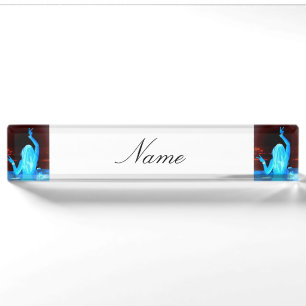 blue hippie girl peace sign nameplate
