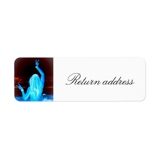 blue hippie girl return address label (Front)