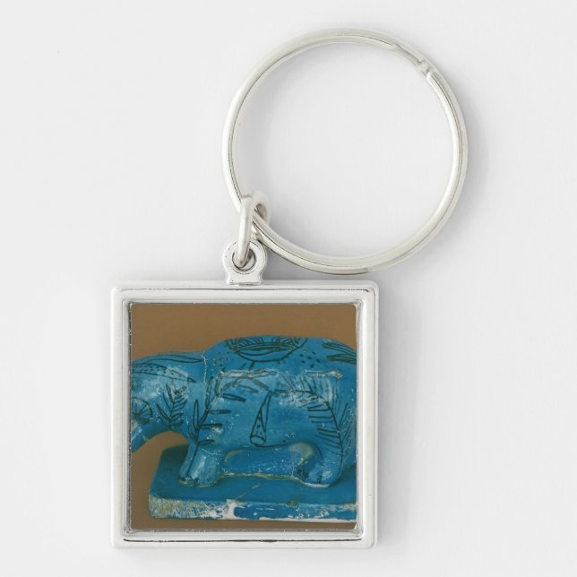 Blue hippopotamus with black decoration key ring (Front)