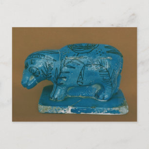 Blue hippopotamus with black decoration postcard
