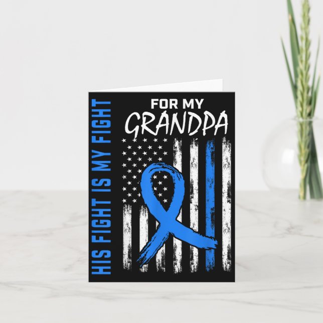 Blue His Fight Is My Fight Diabetes Awareness Shir Card (Front)