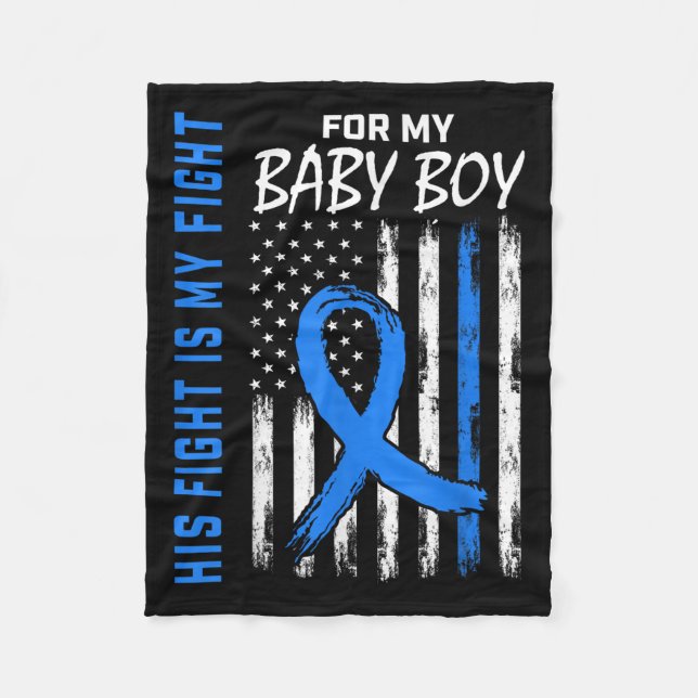 Blue His Fight Is My Fight Diabetes Awareness Shir Fleece Blanket (Front)