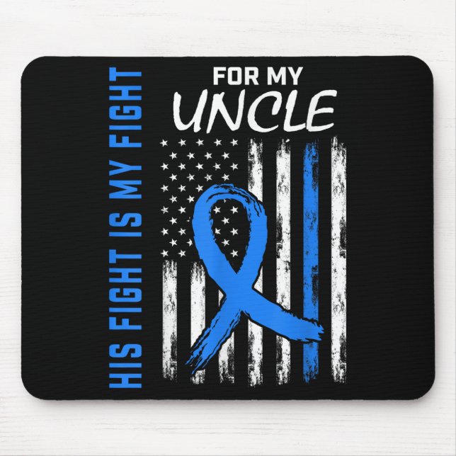Blue His Fight Is My Fight Diabetes Awareness Shir Mouse Pad (Front)