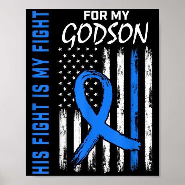 Blue His Fight Is My Fight Diabetes Awareness Shir Poster (Front)