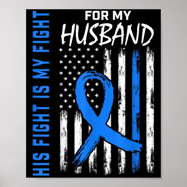 Blue His Fight Is My Fight Diabetes Awareness Shir Poster (Front)