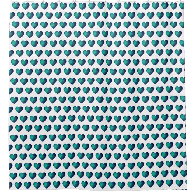 Blue hitech heart love shower curtain (Front)