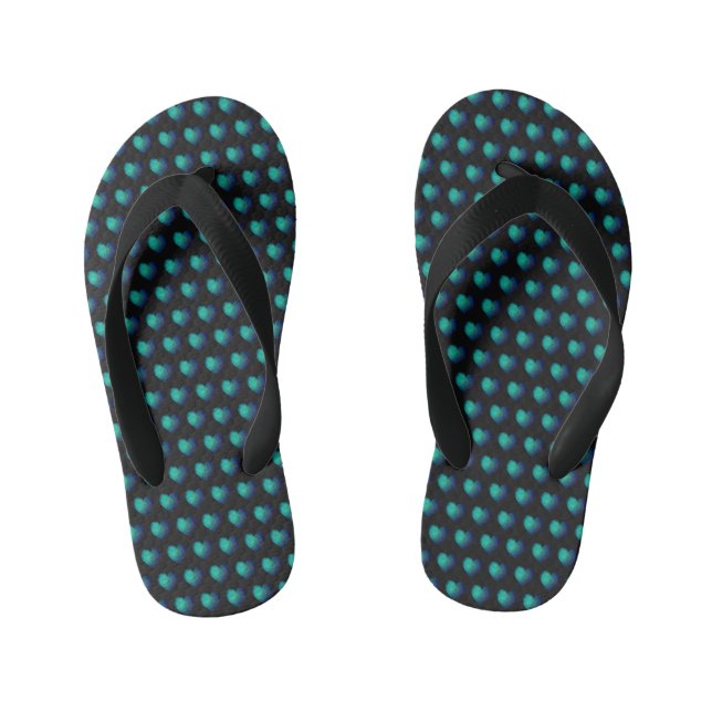 Blue hitech heart love symbol pattern  kid's thongs (Footbed)