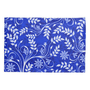 Blue Hmong Decorative Floral Pattern Pillowcase
