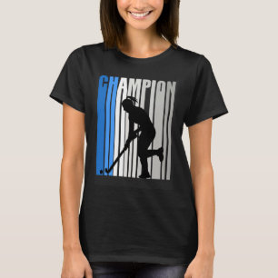 Blue Hockey Champion Girls Birthday Outside Hockey T-Shirt