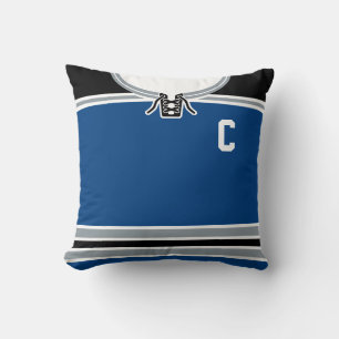 Blue Hockey Jersey Name & Number Template Cushion