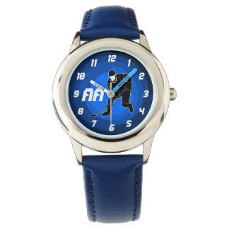 Blue Hockey Player Silhouette Watch