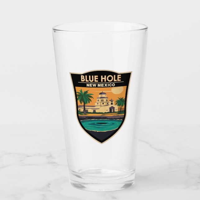 Blue Hole New Mexico Travel Art Badge Glass (Front)